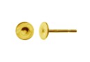 Earring findings, tray 5mm, gold plated 925 silver - x1pair