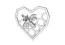 Link heart with bee, 925 silver, 15mm  - x1