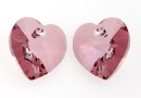 Swarovski, heart pendant, antique pink, 14mm - x2