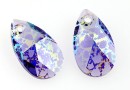 Swarovski, drop pendant, tanzanite white patina, 16mm - x1