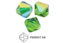 Preciosa, bicone bead, peridot AB, 4mm - x40