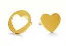 Earrings hearts, gold plated 925 silver, - x1pair