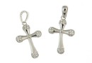 Cross pendant with crystals, rhodium plated 925 silver, 25mm  - x1