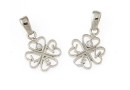Love clover pendant with crystals, rhodium plated 925 silver, 19mm  - x1