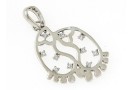 Baby feet pendant with crystals, rhodium plated 925 silver, 27mm  - x1