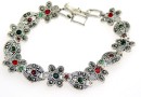 Ladybug and flower bracelet with crystals, 18cm - x1