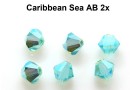 Preciosa, bicone bead, caribbean sea AB, 3mm - x40