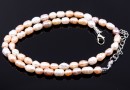 Necklace made of white, sandy purple, rose freshwater pearls 7-9mm
