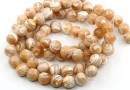 Natural pearl beads, white-beige golden, round, 10mm