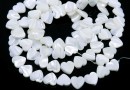 White natural pearl beads, heart, 10.5x10mm