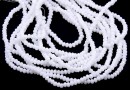 Crystal bead string, faceted rounds, white alabaster, 3x2mm