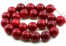 Coral beads, intense red, round, 17-18mm