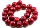 Coral beads, intense red, round, 17mm