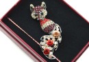 Martisor brooch, Fox with crystals, 6x2.5cm, box included - x1