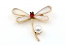 Brochure, Dragonfly with Crystals and Pearls, 3.5x4cm - x1