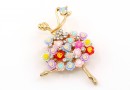 Brooch, Ballerina with flowers and crystals, 5.5x3.8cm - x1