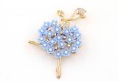 Brooch, Blue Ballerina with flowers and crystals, 5.4x3.9cm - x1