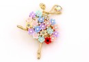 Brooch, Ballerina with flowers and crystals, 5.4x3.9cm - x1