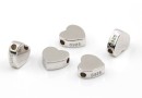 Decorative beads, heart, 925 rhodium-plated silver, 8mm - x1