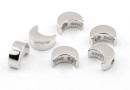 Decorative beads, crescent, 925 rhodium-plated silver, 7.5mm - x1