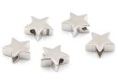 Decorative beads, star, 925 rhodium-plated silver, 8mm - x1