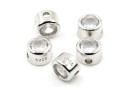 Decorative beads, disc with crystal, 925 rhodium-plated silver, 5.5mm - x1