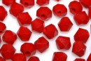 Crystal bead bead, faceted biconical, red coral, 4mm